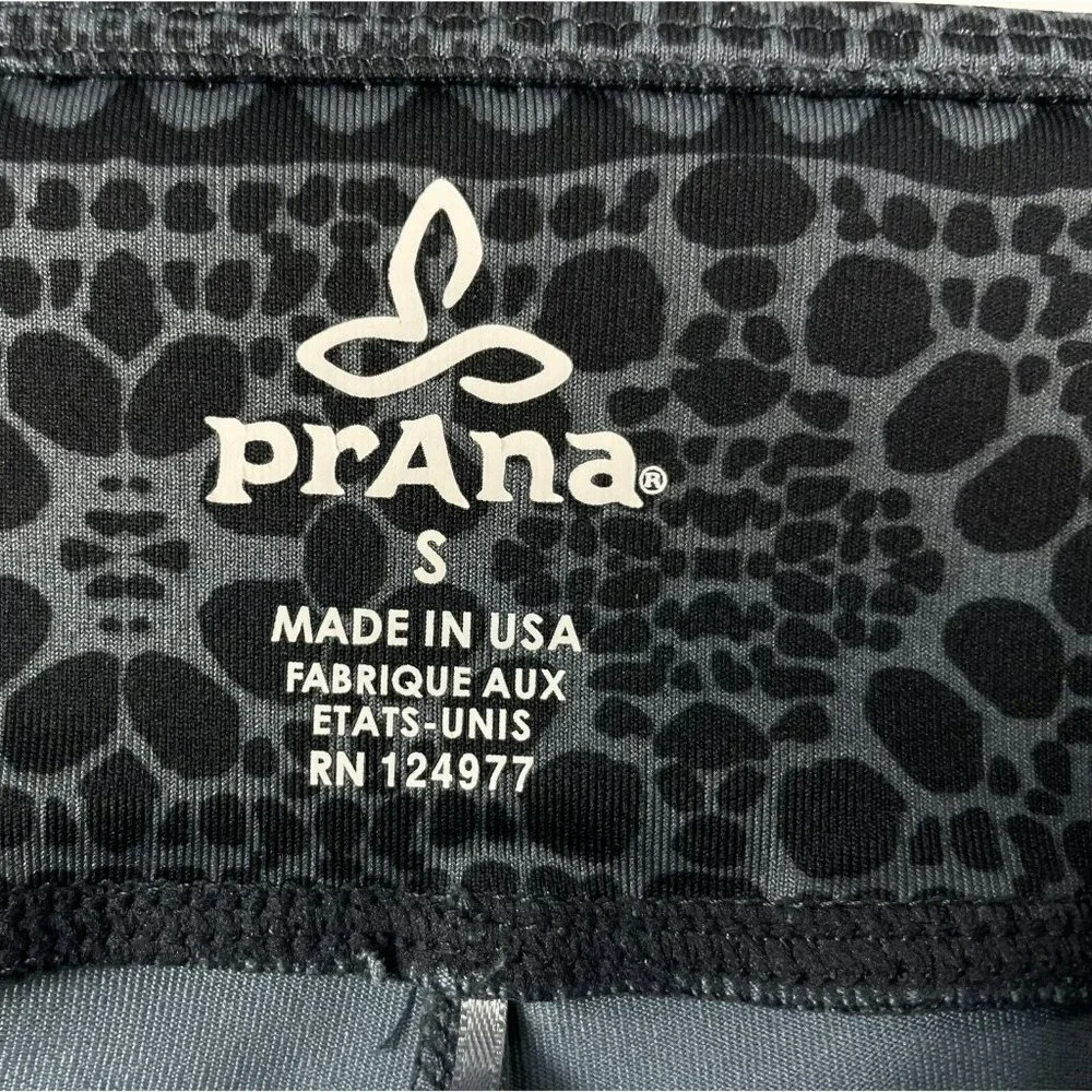 PrAna Leggings Size Small Roxanne Mid-Rise Cropped Black Gray Print